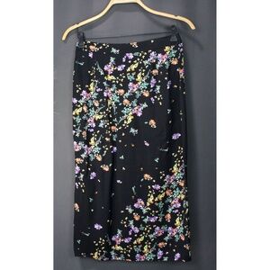 C&A Elegant Floral Midi Skirt with Back Slit – Size 4